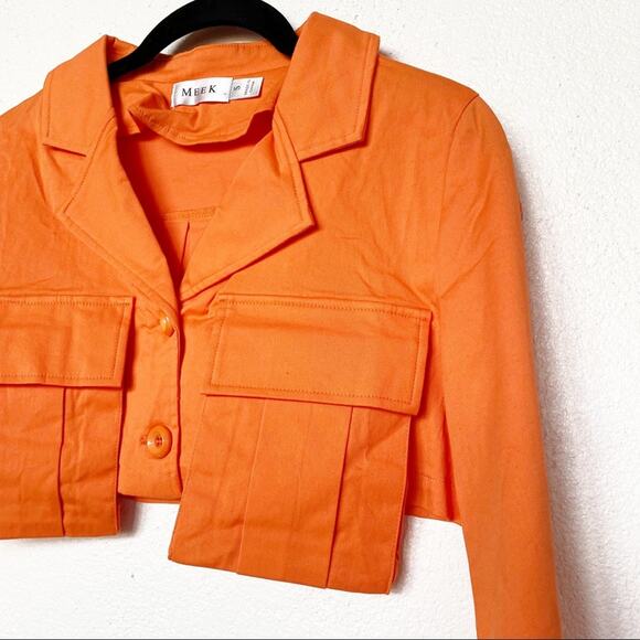 Meek Orange Chest Pocket Cropped Jacket Size Small - Picture 2 of 8
